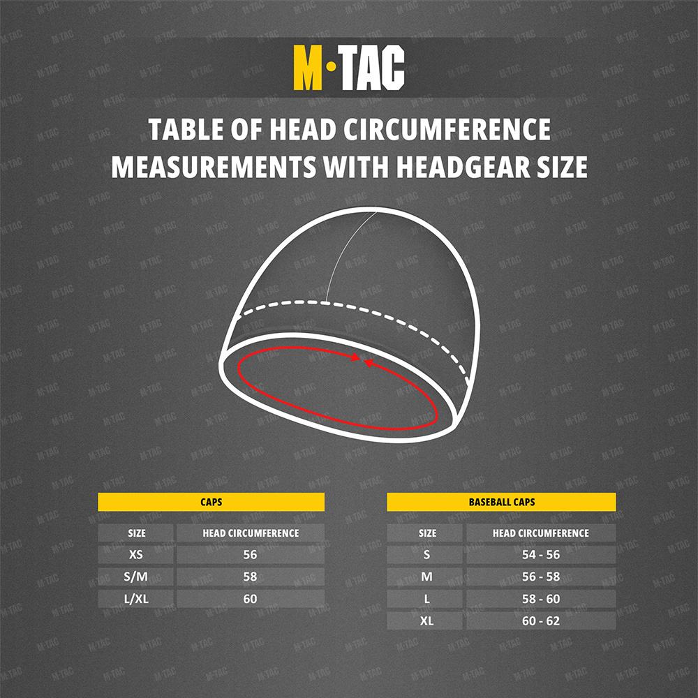 Size chart Fleece Watch Cap Light Polartec
