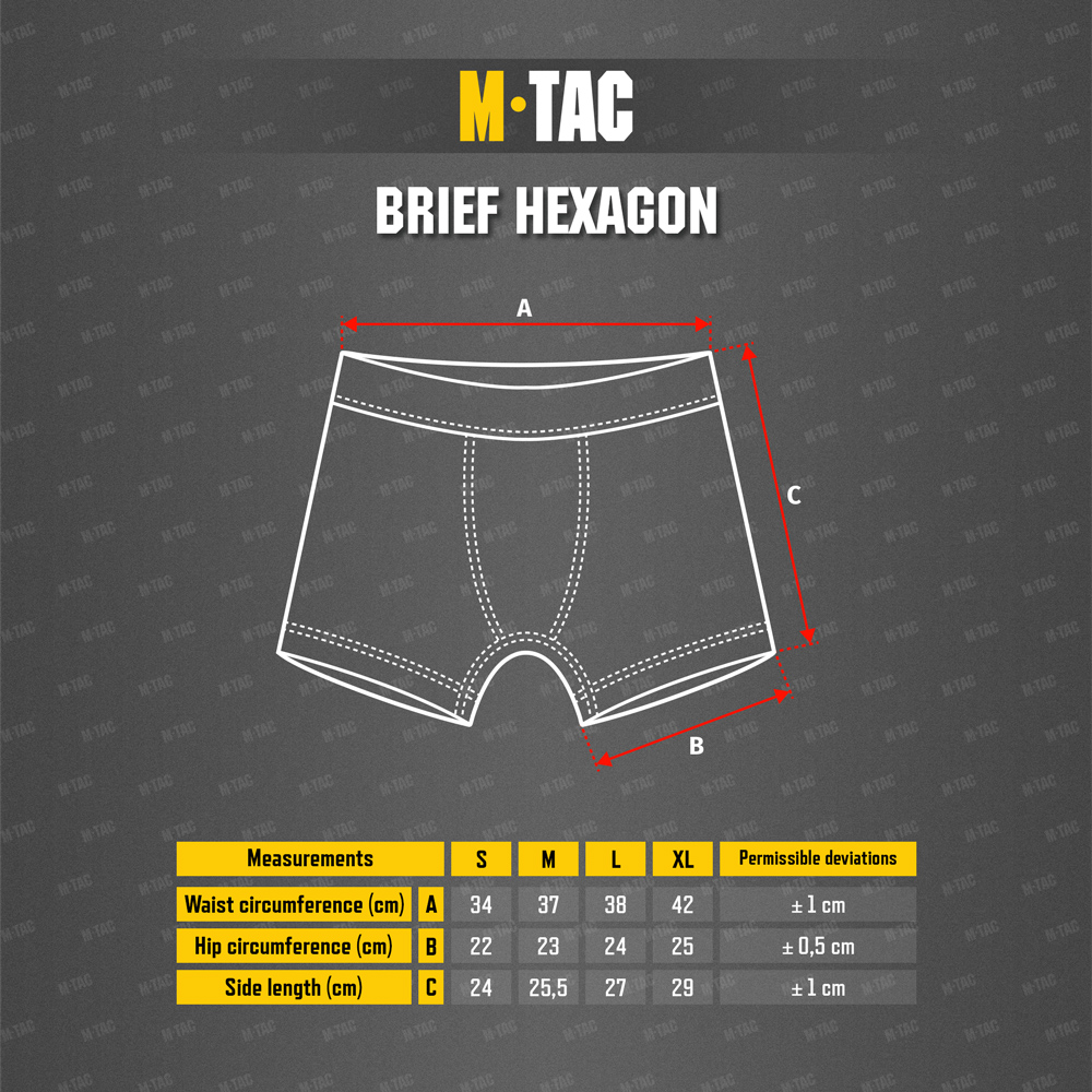 Size chart Underwear Hexagon