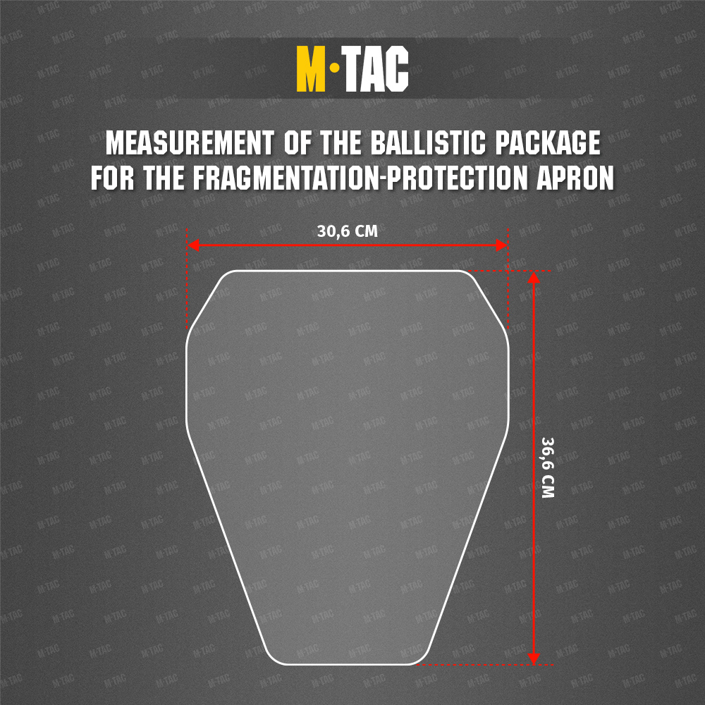 Size chart Anti-Fragmentation Apron for ballistic panel inserts Laser Cut XL