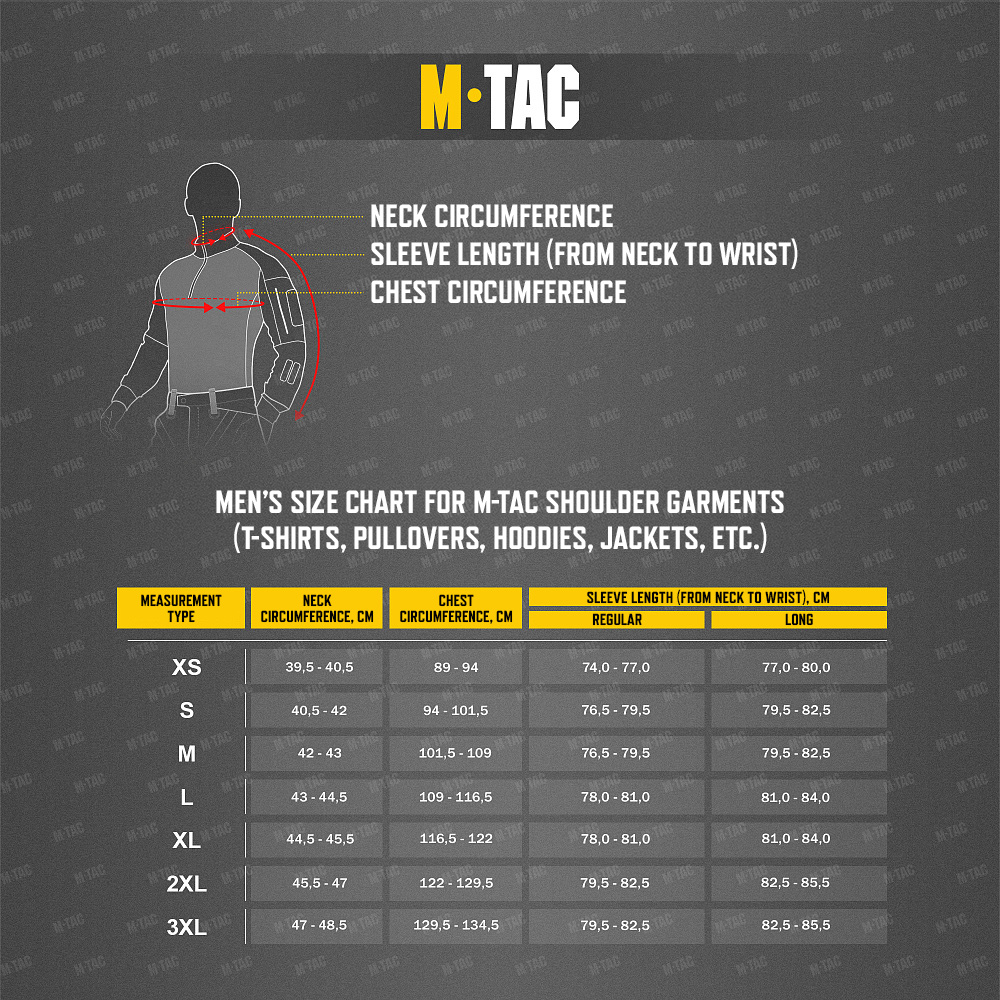 Size chart Jacket Patrol Flex