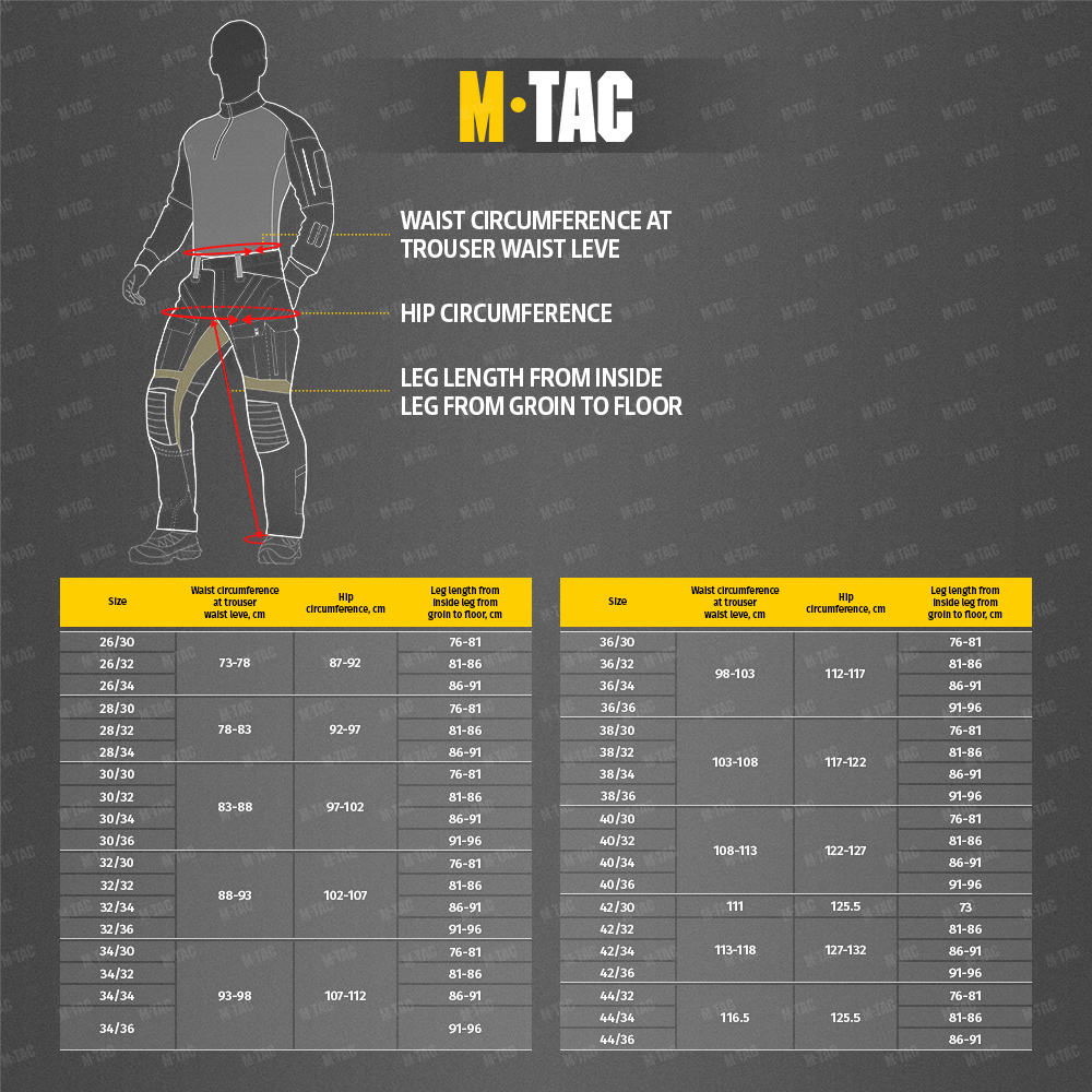 Maattabel Tactical pants Aggressor Gen.II Flex
