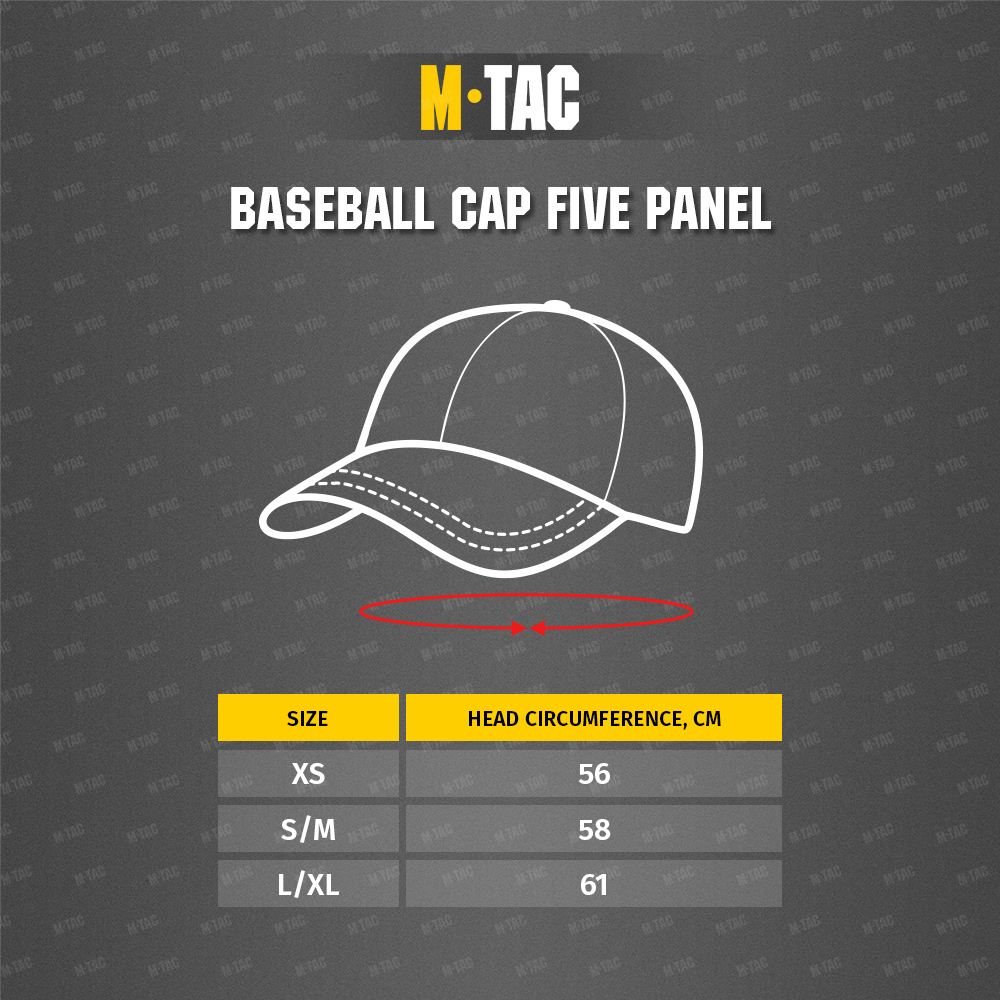 Size chart Baseball cap Five Panel NYCO Extreme